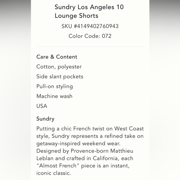 Anthropologie NWT Sundry Los Angeles 10 Lounge Shorts size XS. - Picture 5 of 7